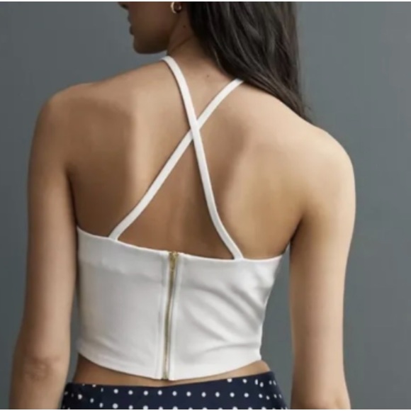 ERI + ALI X ANTHROPOLOGIE WHITE HALTER TOP by Eri + Ali Size Large - Picture 3 of 7